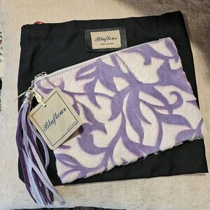Blufleur Purple and White Clutch - Handmade in Greece - NWT